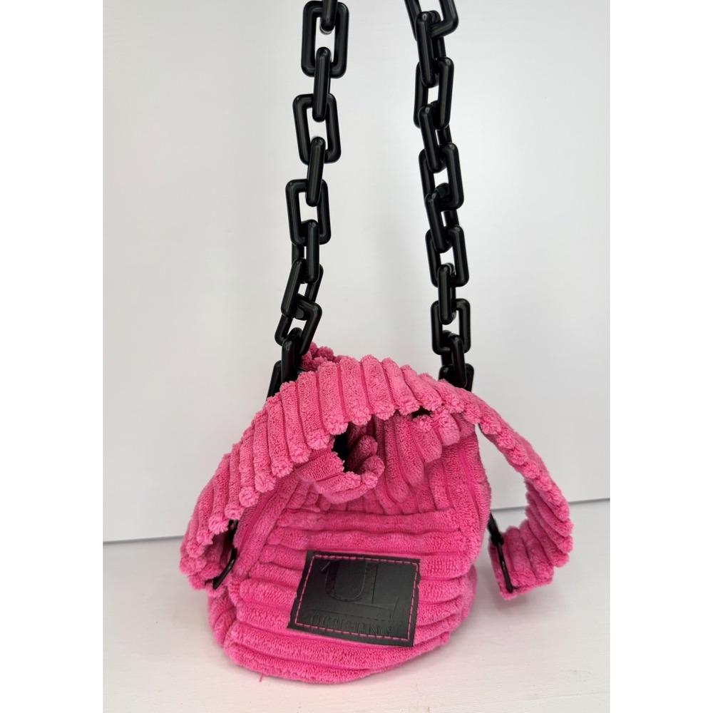 Ulti&Ling Pink Corduroy Fuzzy Bucket Bag Disney Mickey Lining Chunky Chain Handb